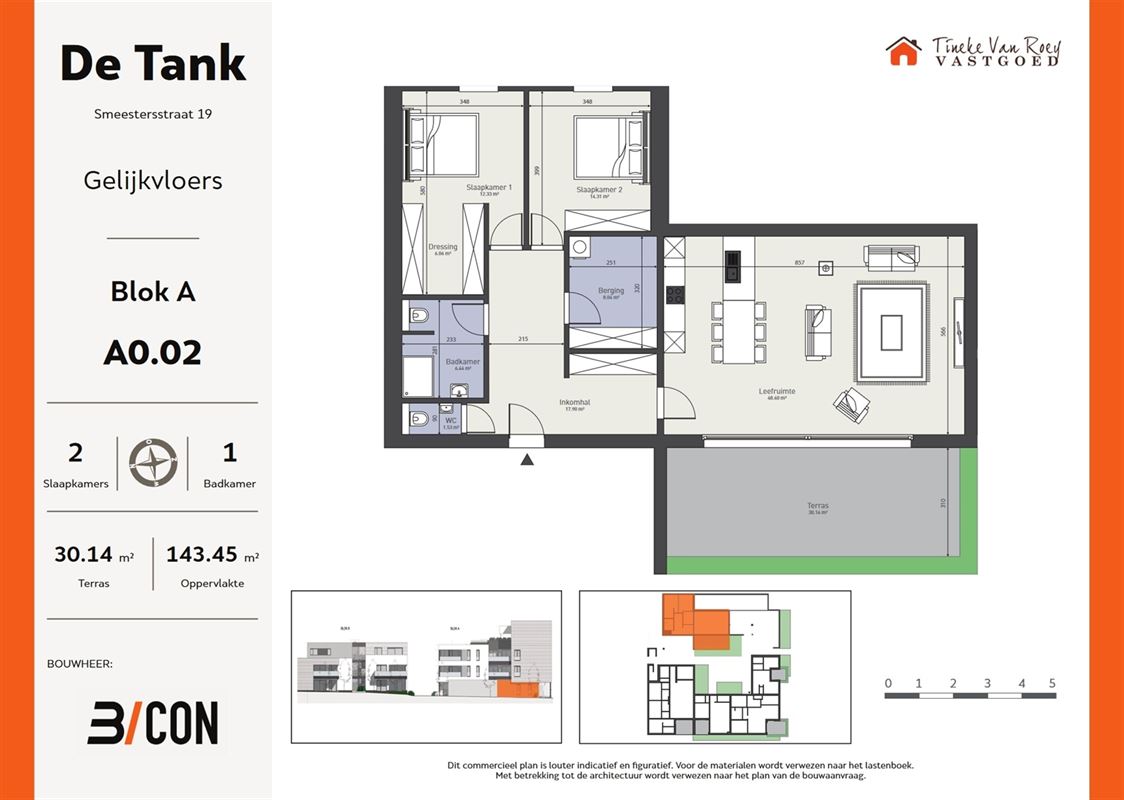 Foto 11 : Gelijkvloers app. te 3400 LANDEN (België) - Prijs € 379.356